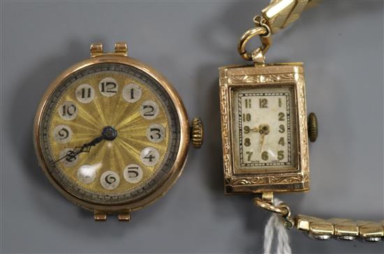 Two ladys 9ct. gold wrist watches.